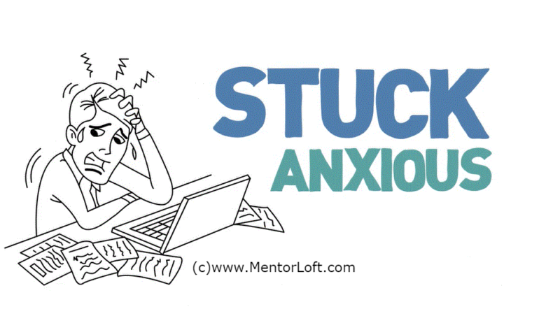 cartoon of anxious person